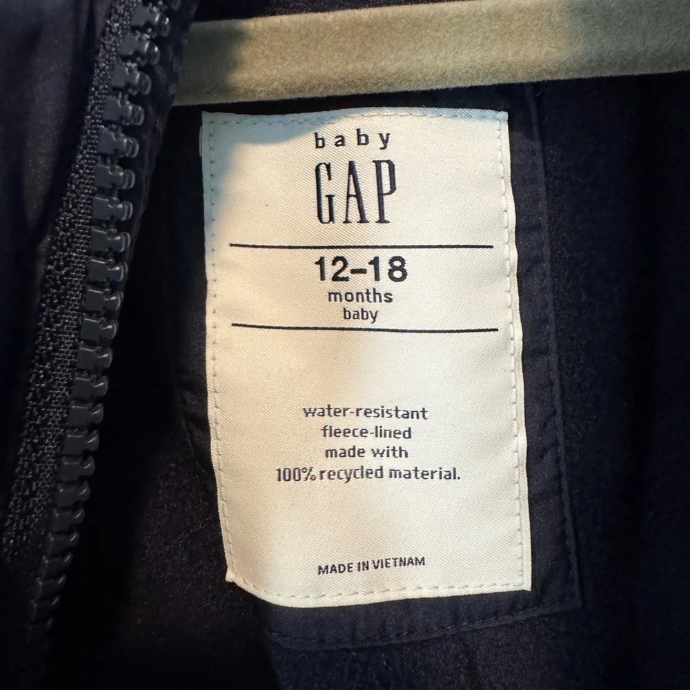 Baby GAP Navy and Cream Puffer Jacket Boys 12-18 Months EUC